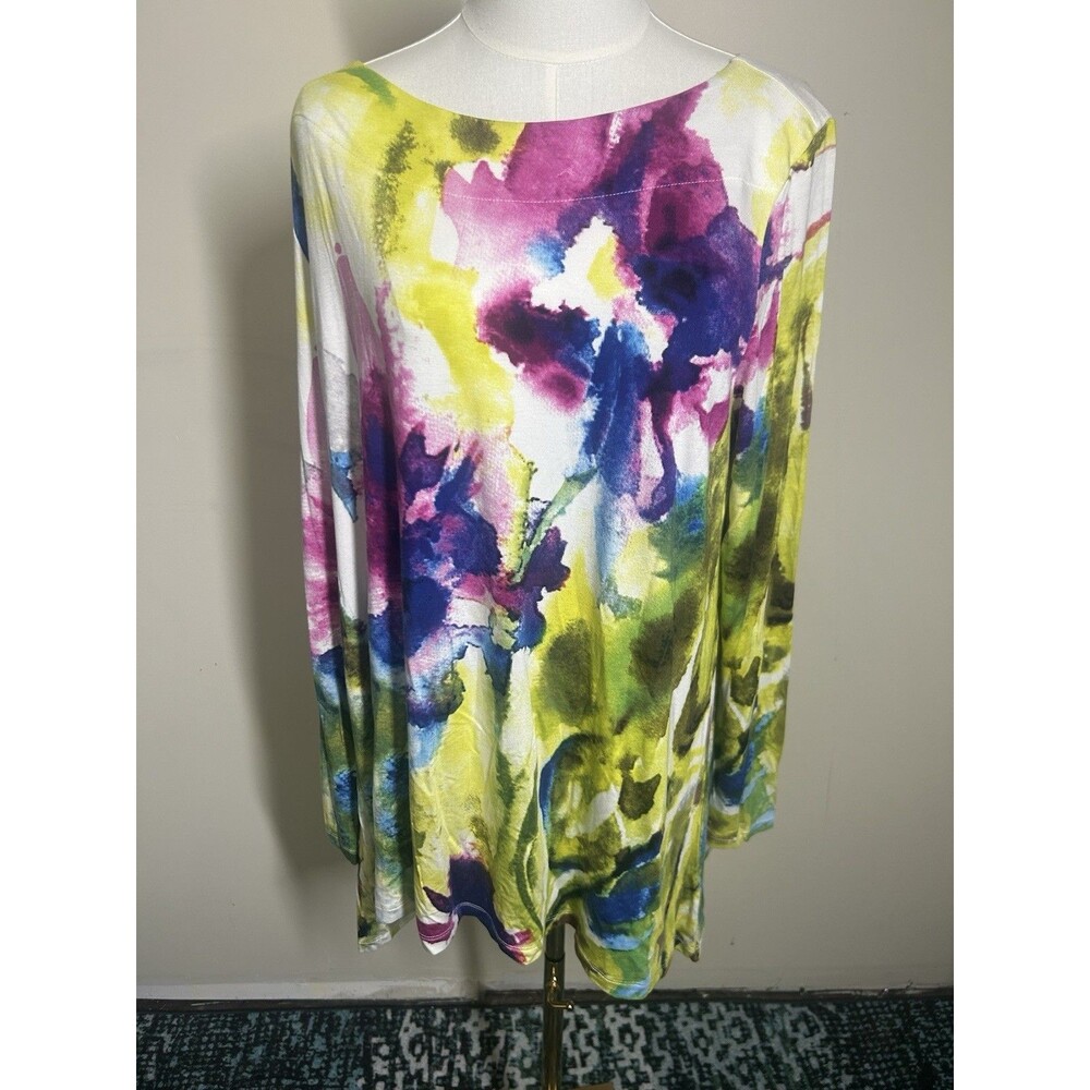 Soft Surroundings Women's Pullover Top Size XL Multicolor Tye Dye Print 313